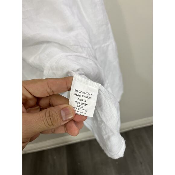 Cottage Coastal Boho Victorian Linen Peasant Dress S Prairie Lounge Italy Patio - Picture 7 of 15